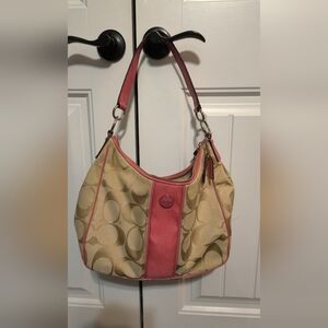 Stylish Pink and Tan Women's Coach Bag And Wallet